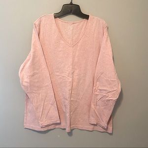 Marbled pink long sleeve V-neck knit tee Lane Bryant 18/20